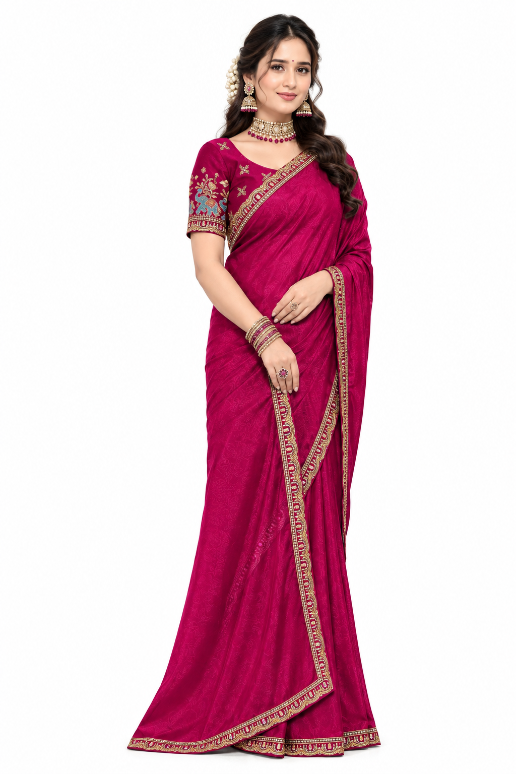 Elegant Embroidered Designer Saree with Rich Border