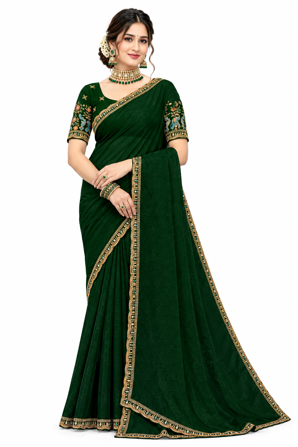 Elegant Embroidered Designer Saree with Rich Border